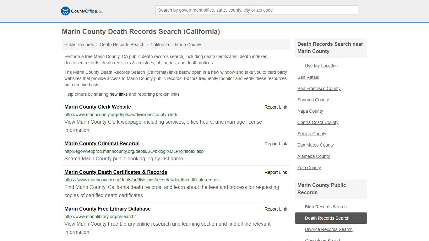 Death Records Search - Marin County, CA (Death ...