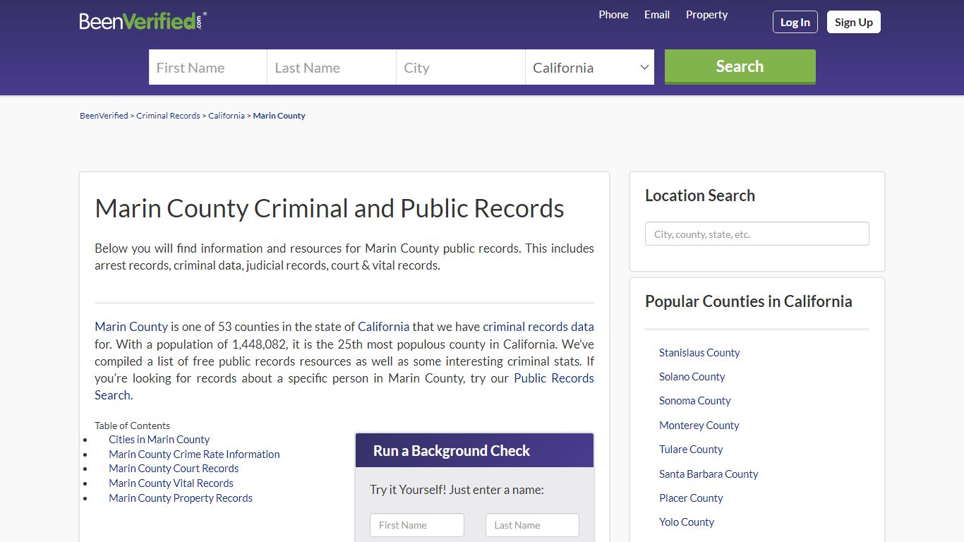 Marin County Arrest Records in CA - Court & Criminal ...